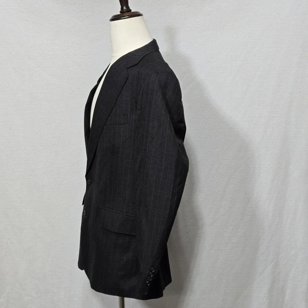 Polo University‎ Club Ralph Lauren Blazer Mens Gray Pinstripe Jacket USA Made